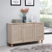 Oak Shoe Storage Cabinet 3 Door Cupboard – Entryway Hallway Organiser Unit