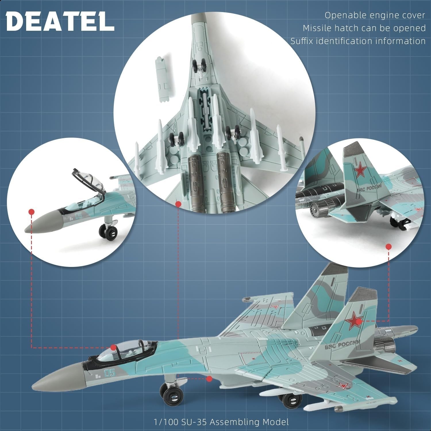 1:100 Scale SU-35S Fighter Jet Model Kit – Realistic Build, Moveable Parts