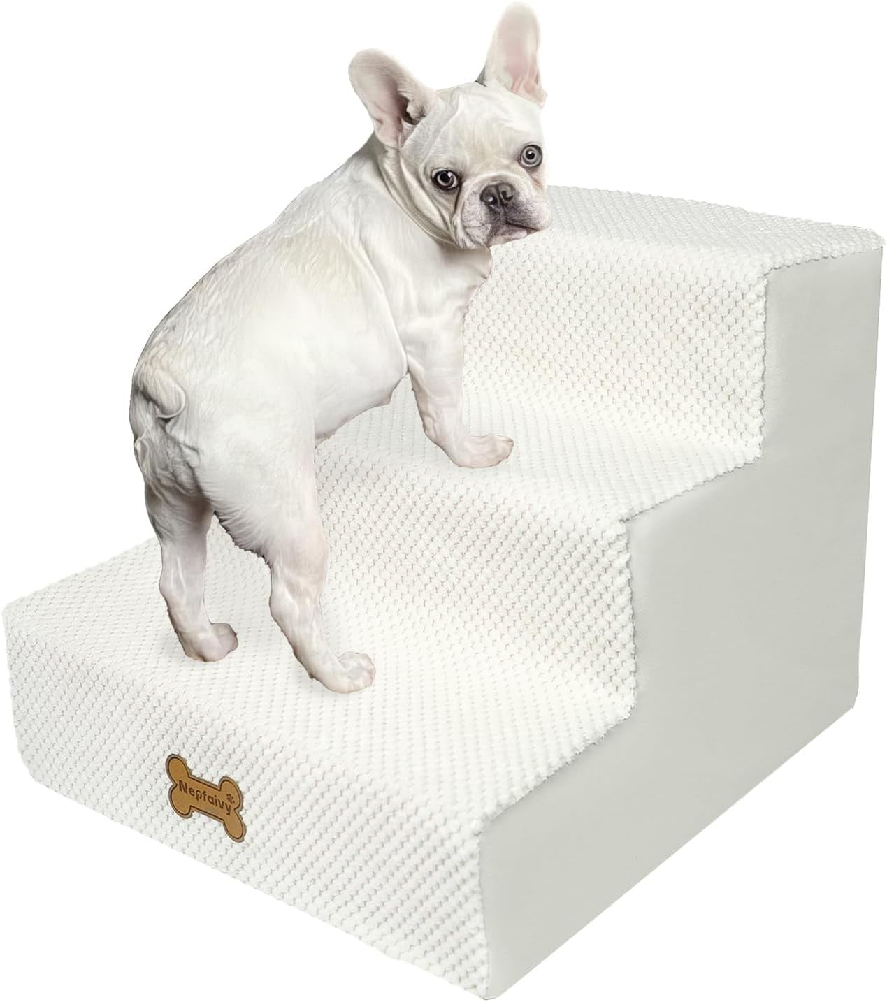 3-Step Dog Stairs Non-Slip Pet Ramp for Small Dogs Cats Beige