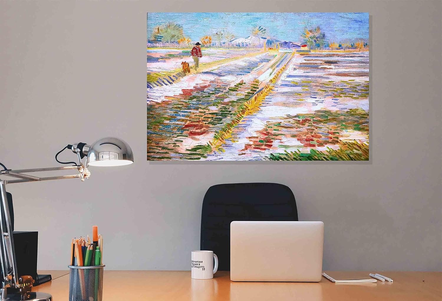 Van Gogh Landscape Snow Canvas Wall Art Modern Framed Print 76x50cm