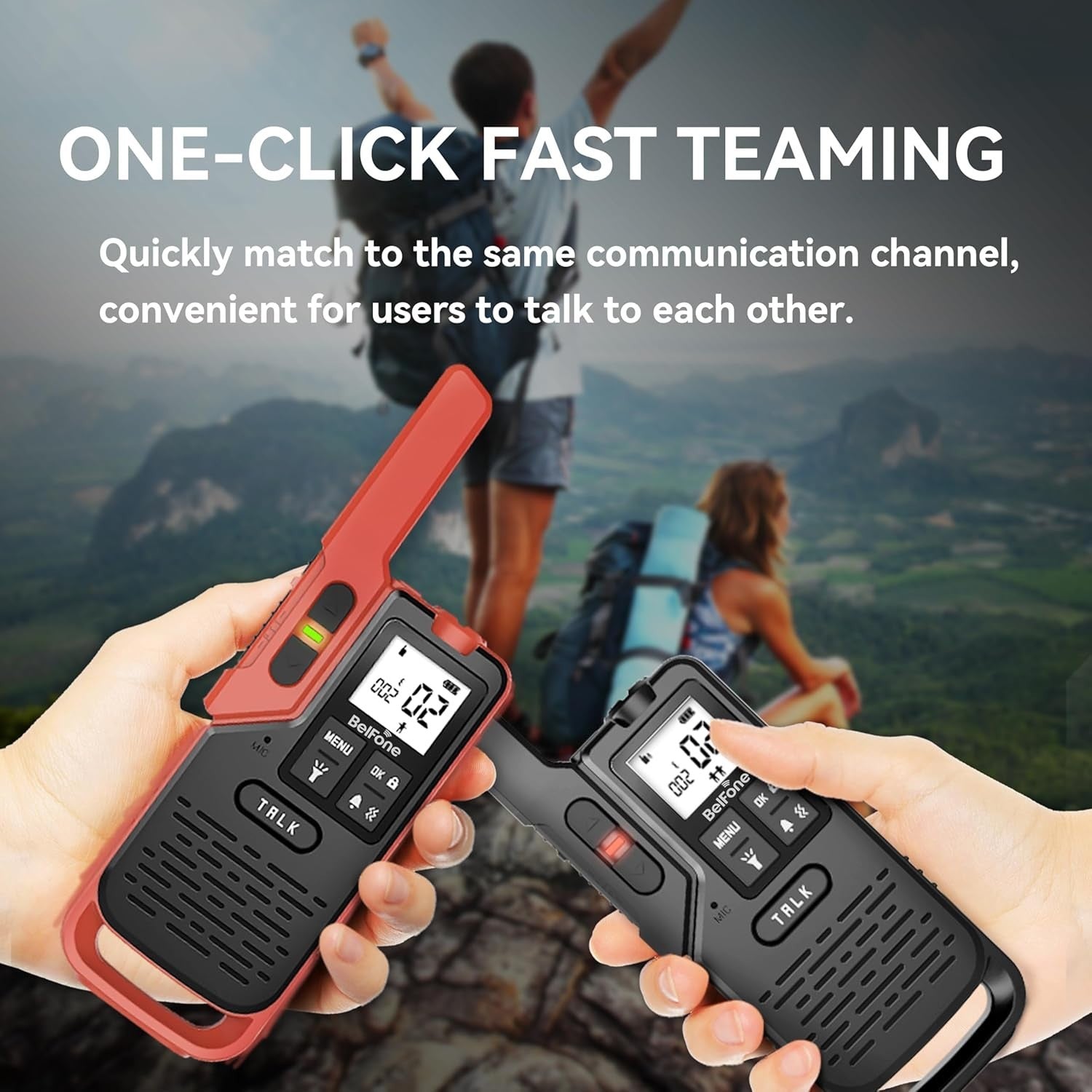 5 Mile Walkie Talkies IP54 Waterproof NOAA SOS Compass Flashlight 2 Pack