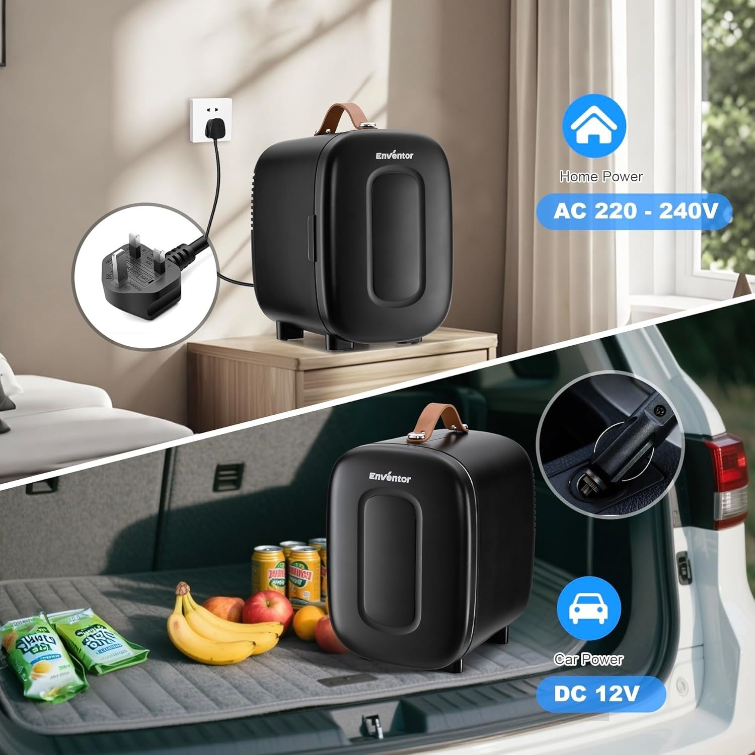 4L Mini Fridge Cooler & Warmer Portable AC 12V Compact Black