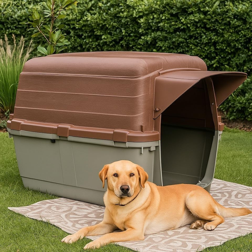 Weatherproof Large Outdoor Plastic Dog Kennel Shelter with Spacious Interior