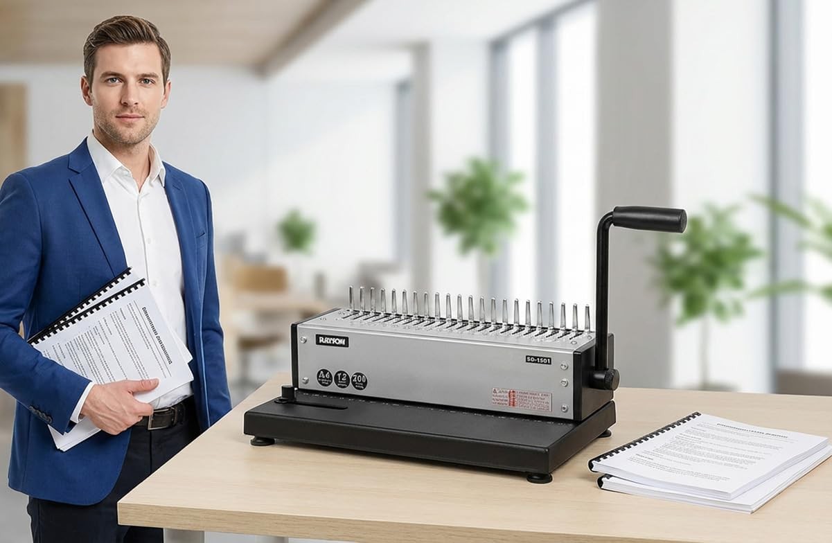 21 Hole Comb Binding Machine 200 Sheet Capacity A4 Office Binder