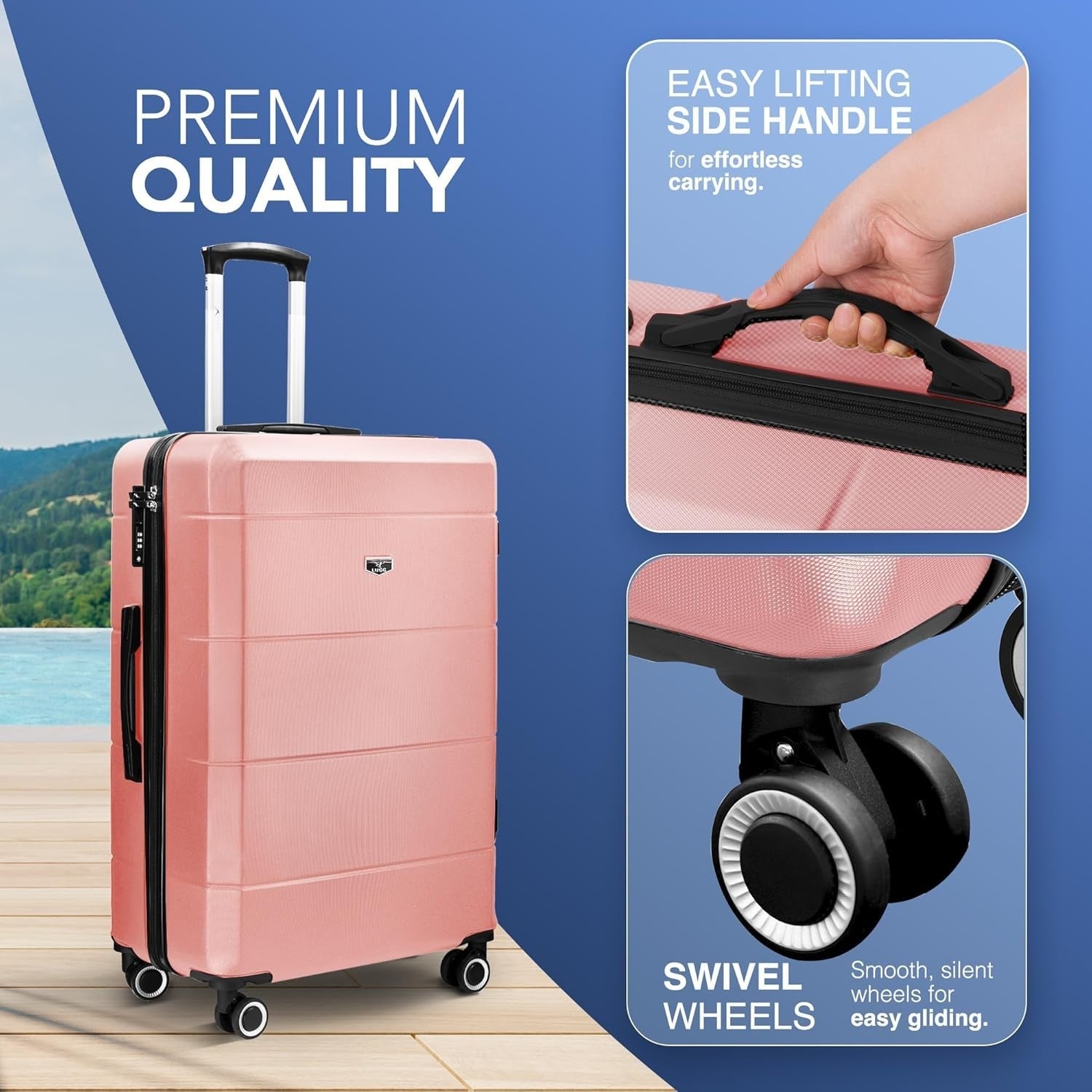 Large Checked Suitcase 28” ABS Hard Shell 4 Wheel Spinner TSA Lock