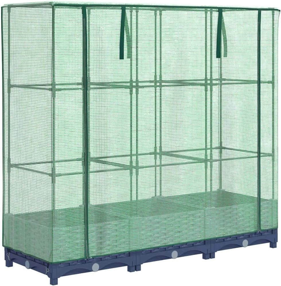 Raised Bed Planter with Greenhouse Cover 120x40x123cm | Rattan Look Iron Frame