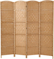 Natural 4 Panel Wicker Folding Room Divider Handwoven Privacy Screen 170cm
