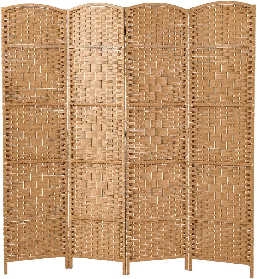 Natural 4 Panel Wicker Folding Room Divider Handwoven Privacy Screen 170cm