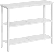 Slim 3-Tier Console Table with Metal Frame & Wide Shelves for Small Spaces
