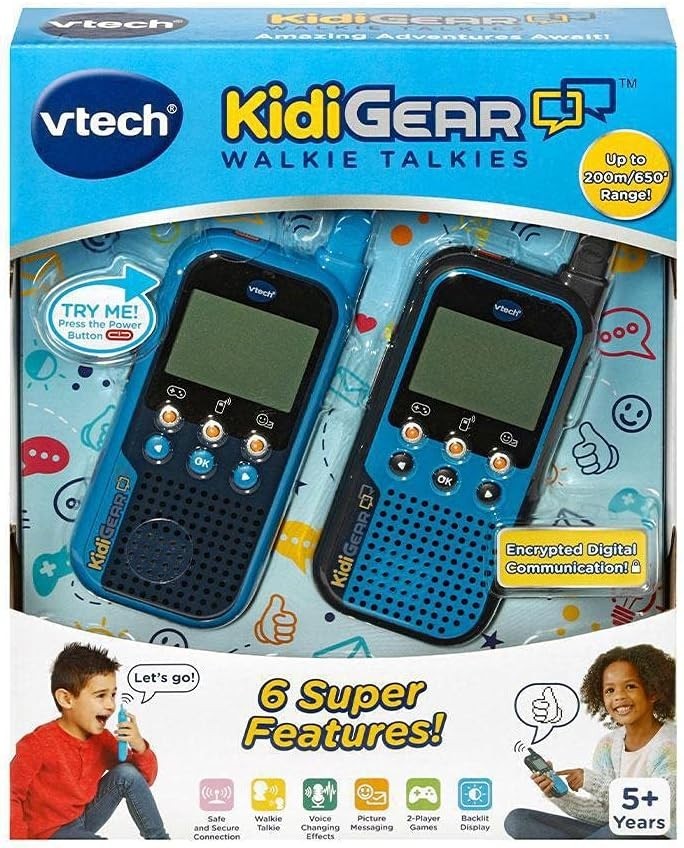 Kids Walkie Talkies 65ft Range Digital Screen Voice Effects Outdoor Toy