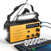 8000mAh Emergency Wind Up Radio Solar AM/FM USB Charger SOS