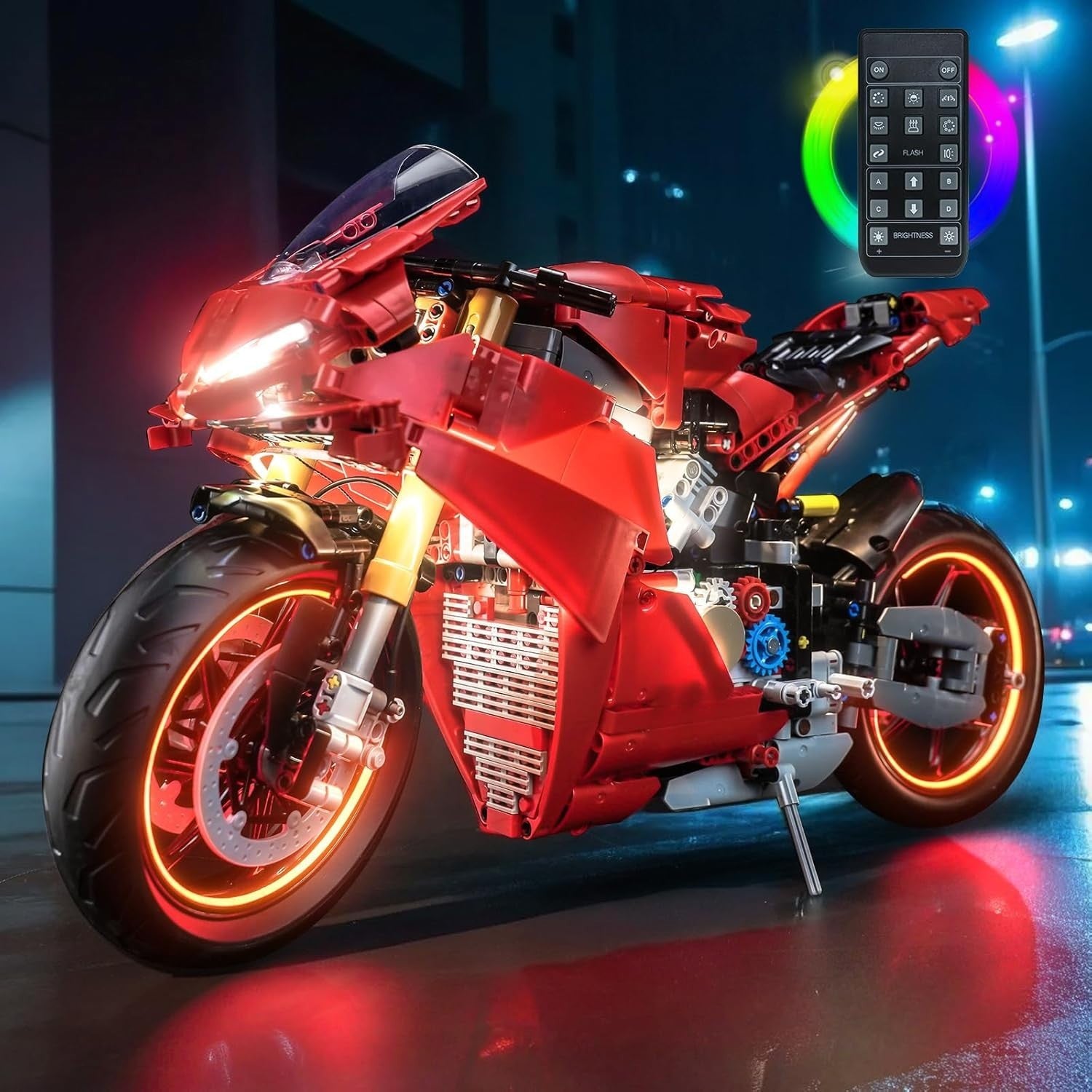 LED Light Kit for Lego Ducati Panigale V4 S Model Motorcycle - Remote Ready