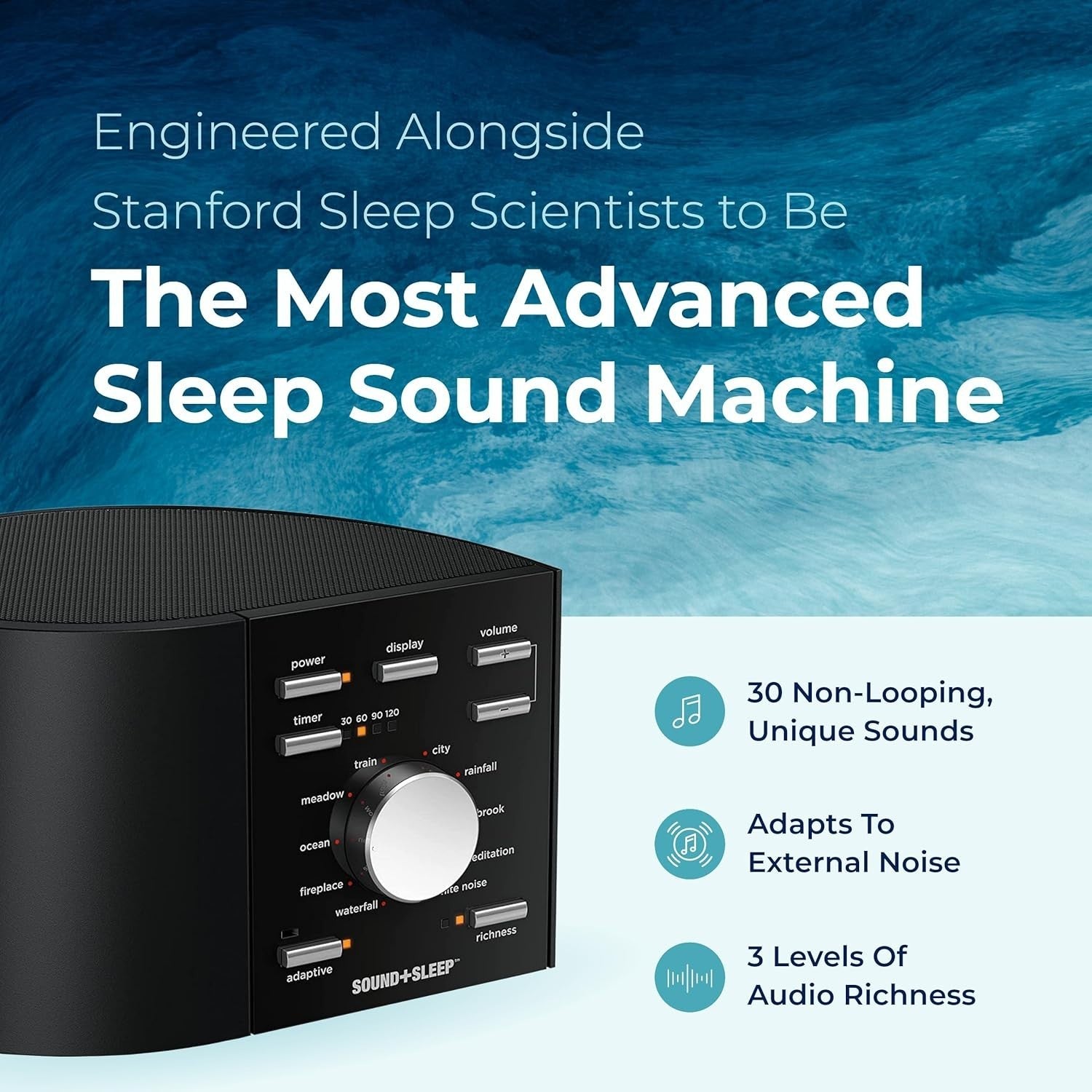 Sleep Sound Machine with Non-Looping Nature & White Noise, Adaptive Audio
