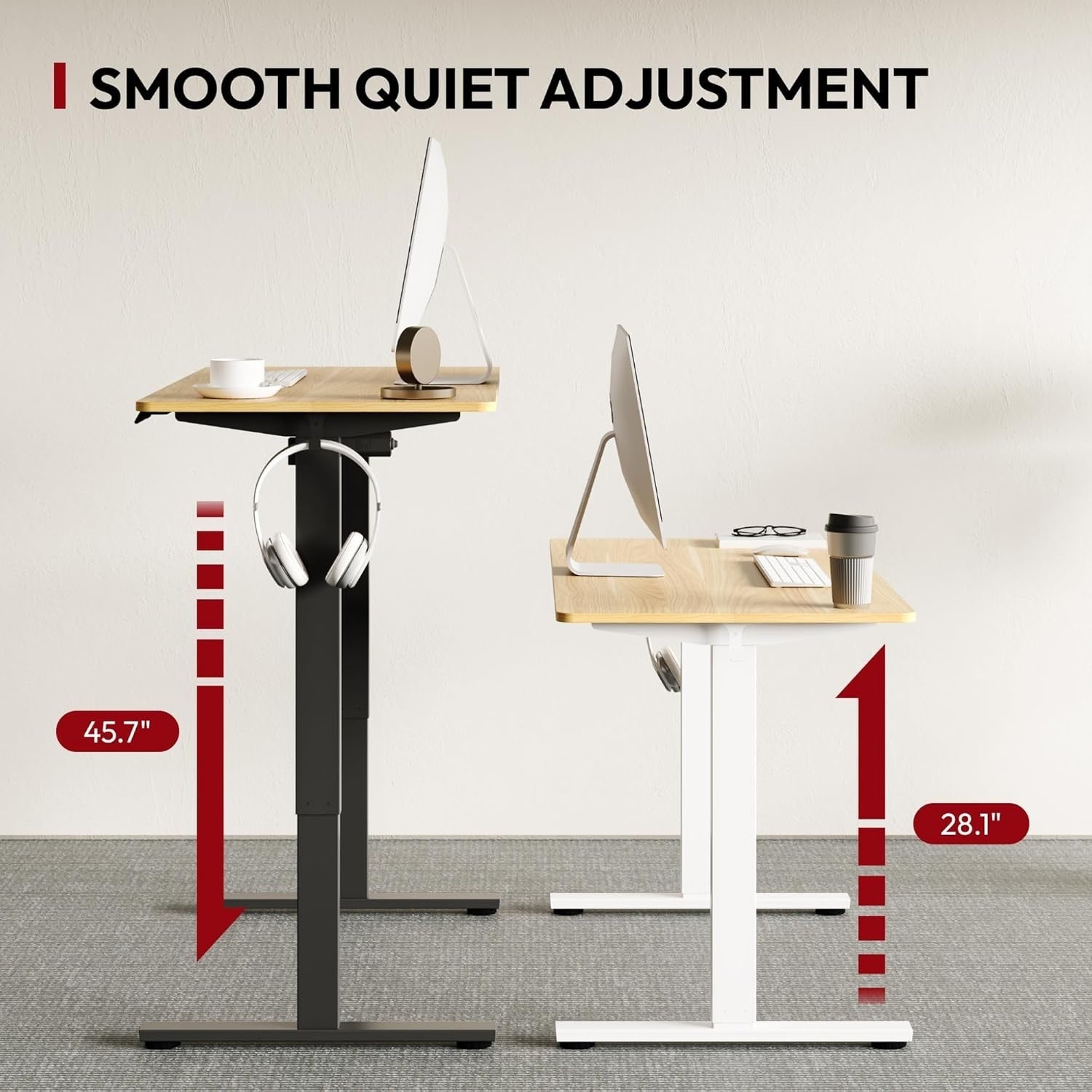 Electric Height Adjustable Standing Desk 140x80cm Ergonomic Sit Stand Table