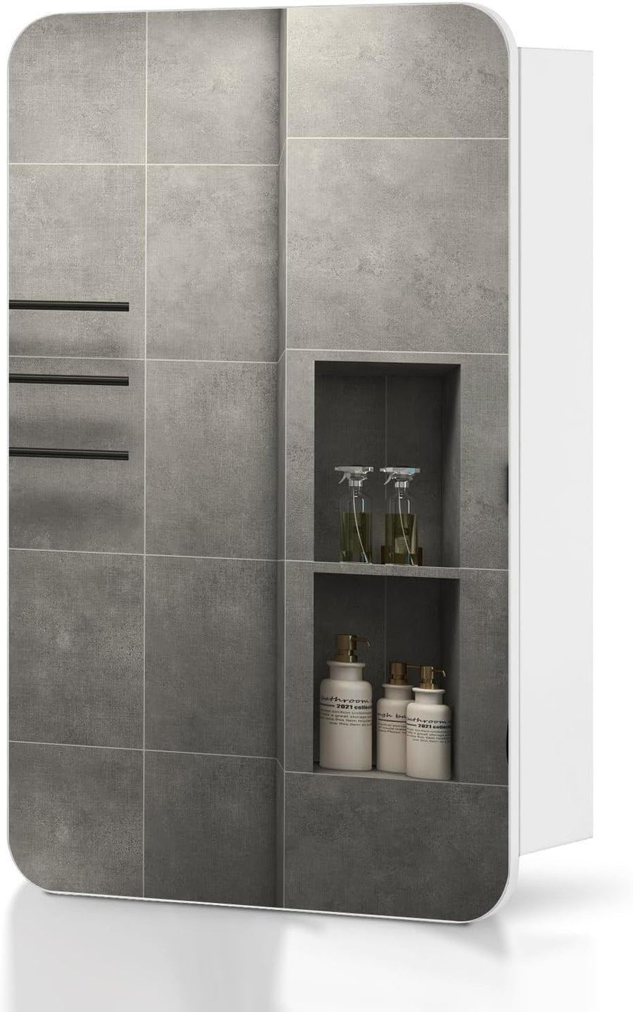 Modern Bathroom Mirror Cabinet Wall Mounted with Storage & Shelf 70cm