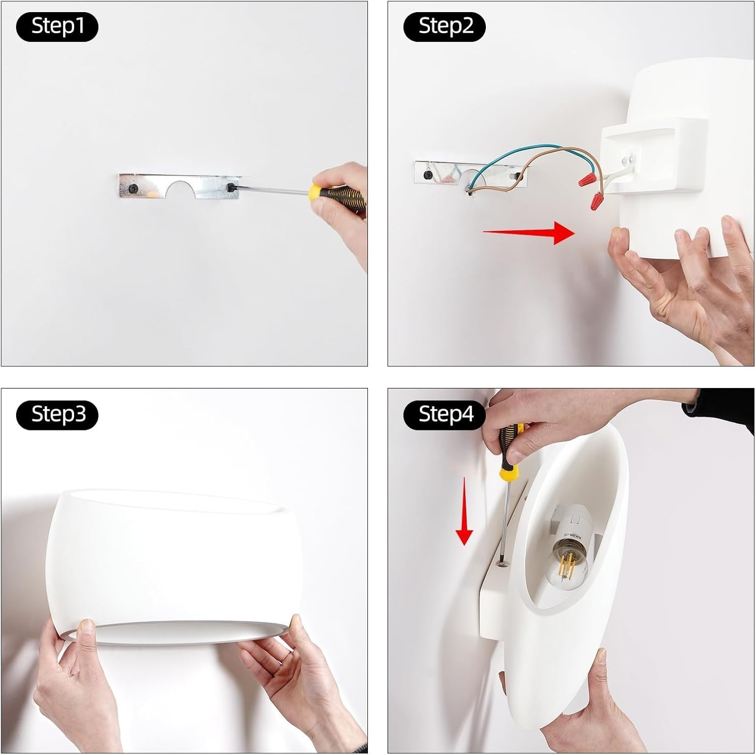 Modern White Wall Lights Uplight Downlight Plaster 2 Pack | 38cm XL
