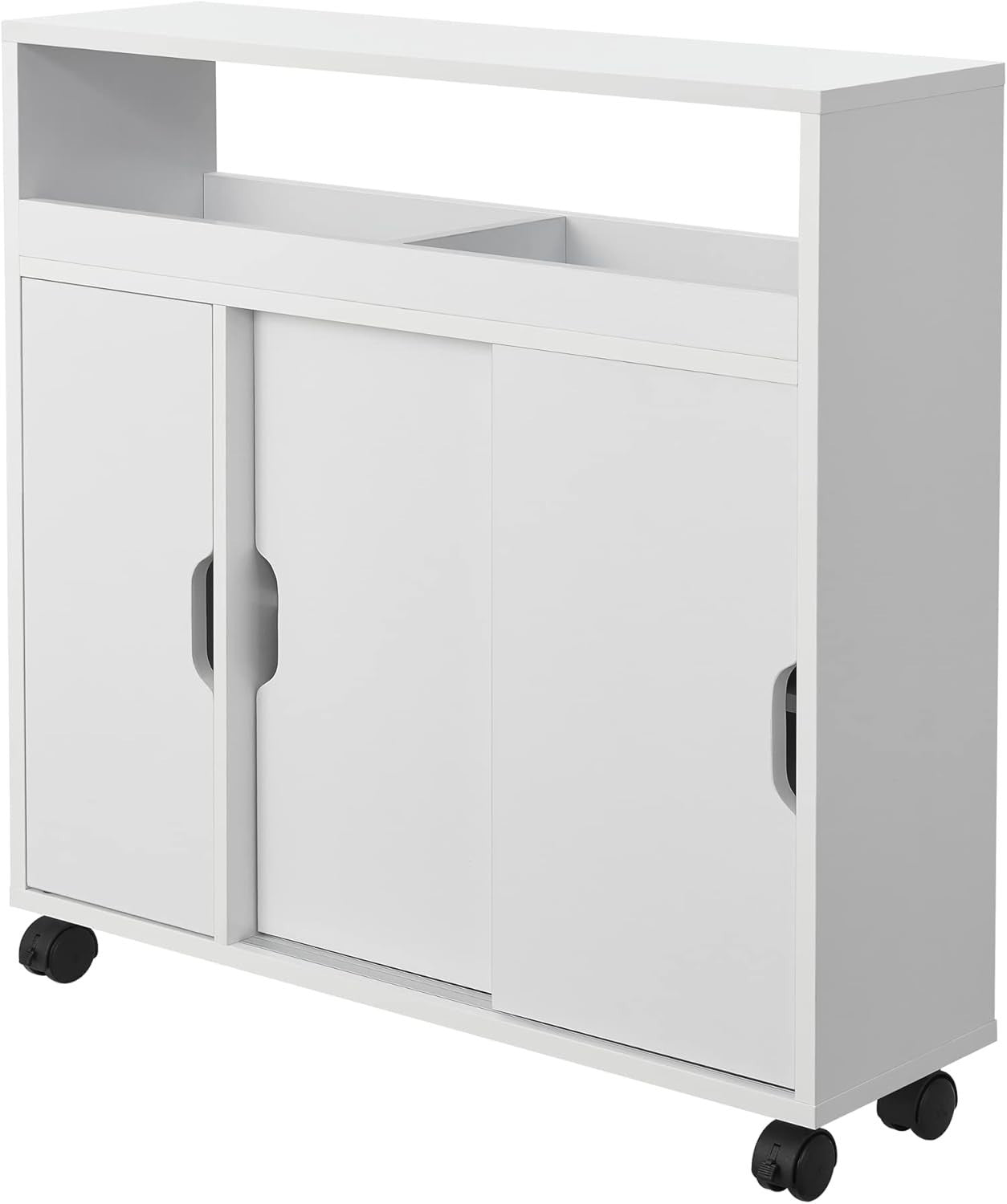 Space-Saving Bathroom Cabinet with Sliding Doors & Castors, 71x70x20 cm