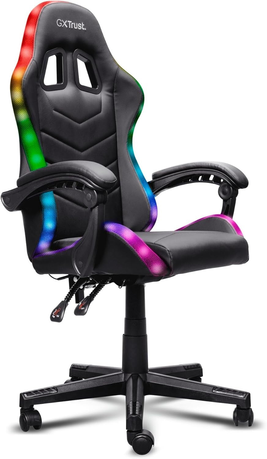 RGB LED Gaming Chair High Back Swivel PU Leather Black