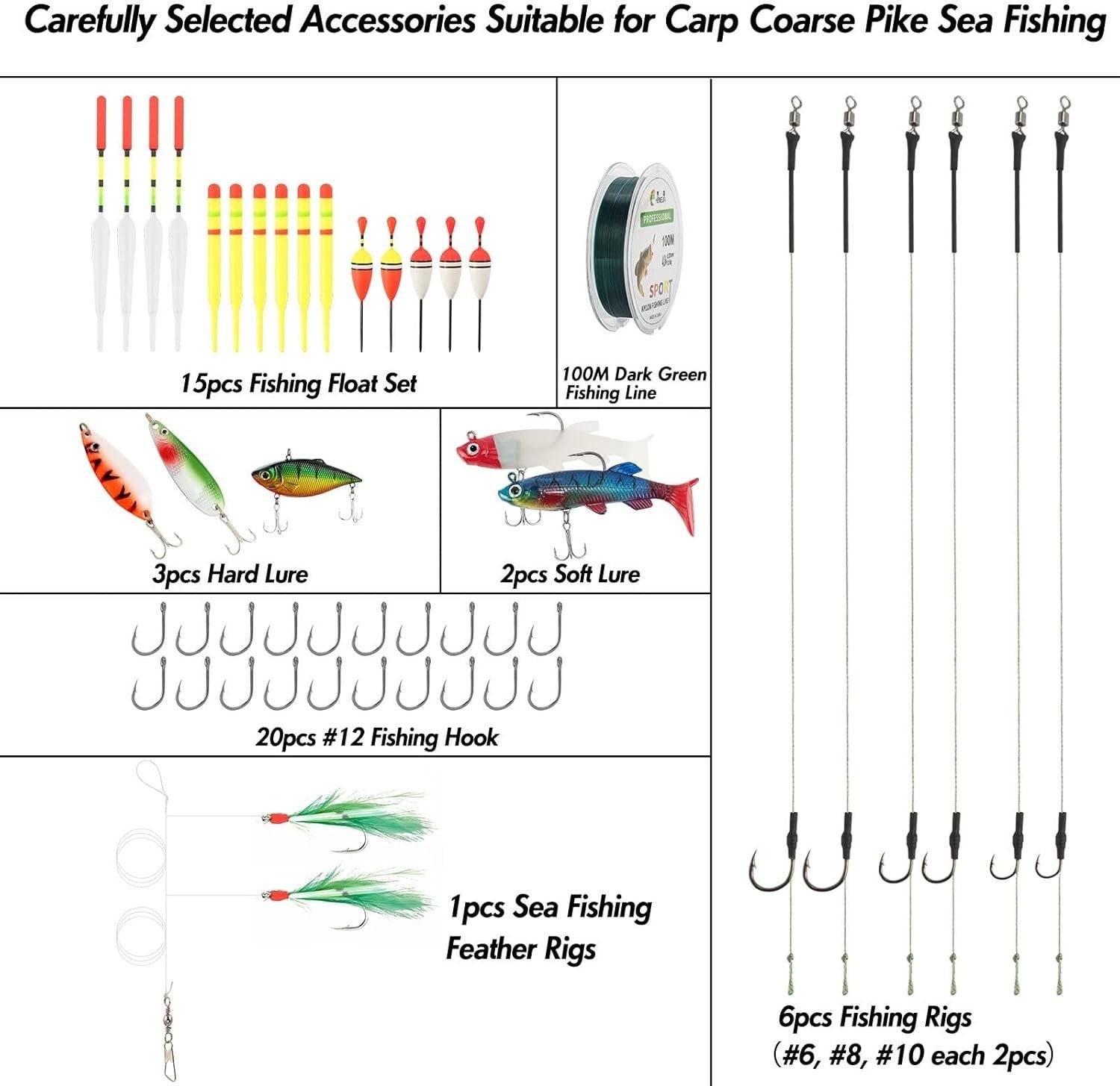 2.1M Telescopic Fishing Rod & Reel Combo Complete Set with Lures