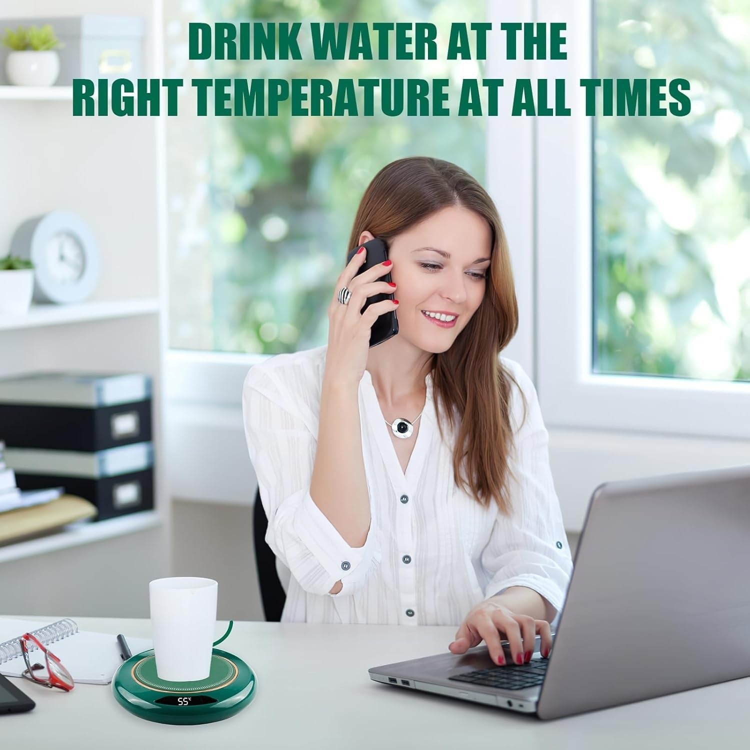 USB Coffee Mug Warmer 3 Temp 45-75°C 8H Auto Shut Off Desk