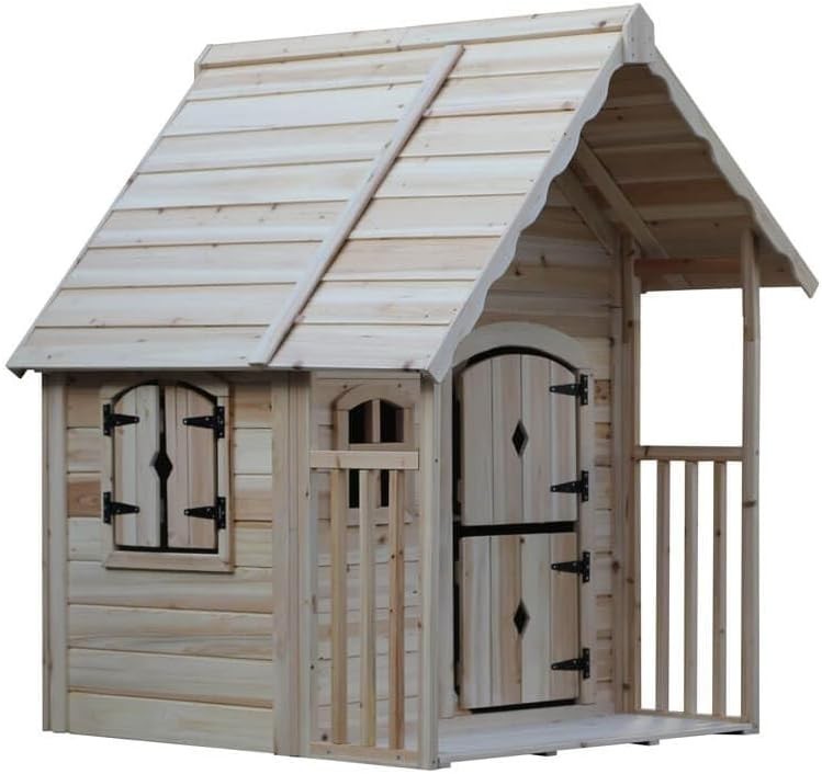 Wooden Kids Garden Playhouse Natural Outdoor House Fir Wood