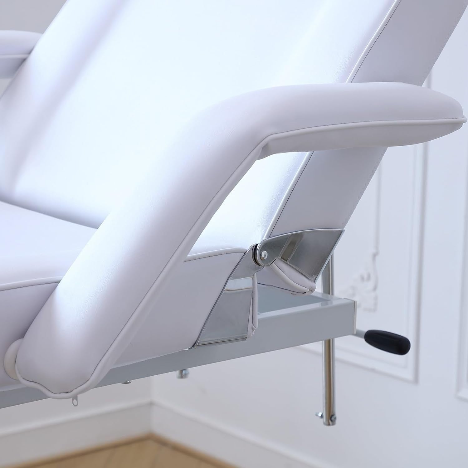 Electric 3-Section Beauty Massage Bed w/ Head Cushion & Swivel Stool White
