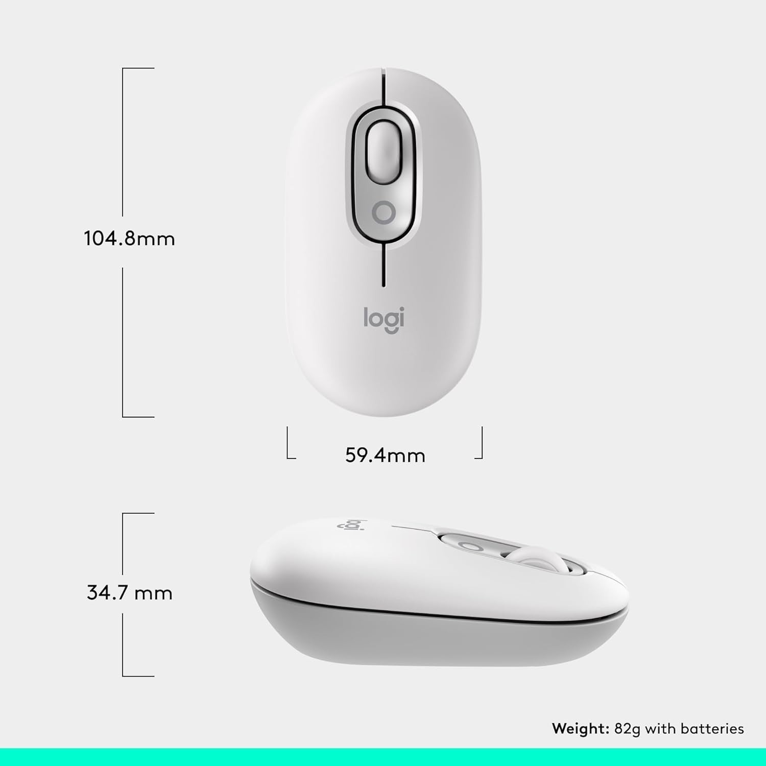 Compact Wireless Bluetooth Mouse Quiet Click Multi Device White