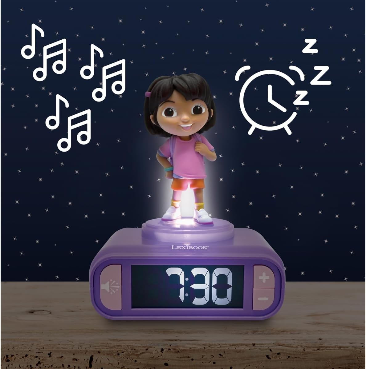 Kids Alarm Clock Night Light Display Snooze Sounds Cute Bedroom Gift