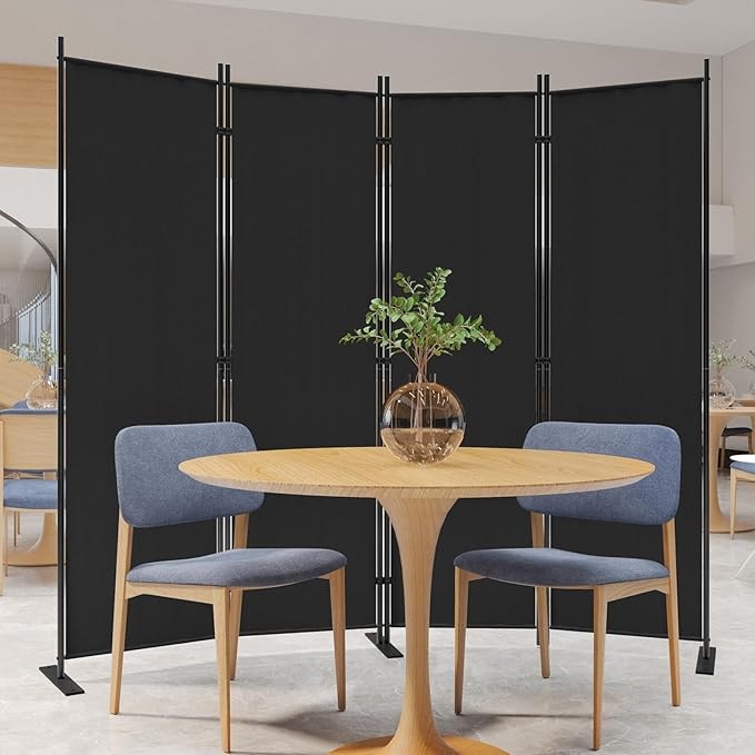 4-Panel 6FT Folding Room Divider Black Privacy Screen Partition Wall Office