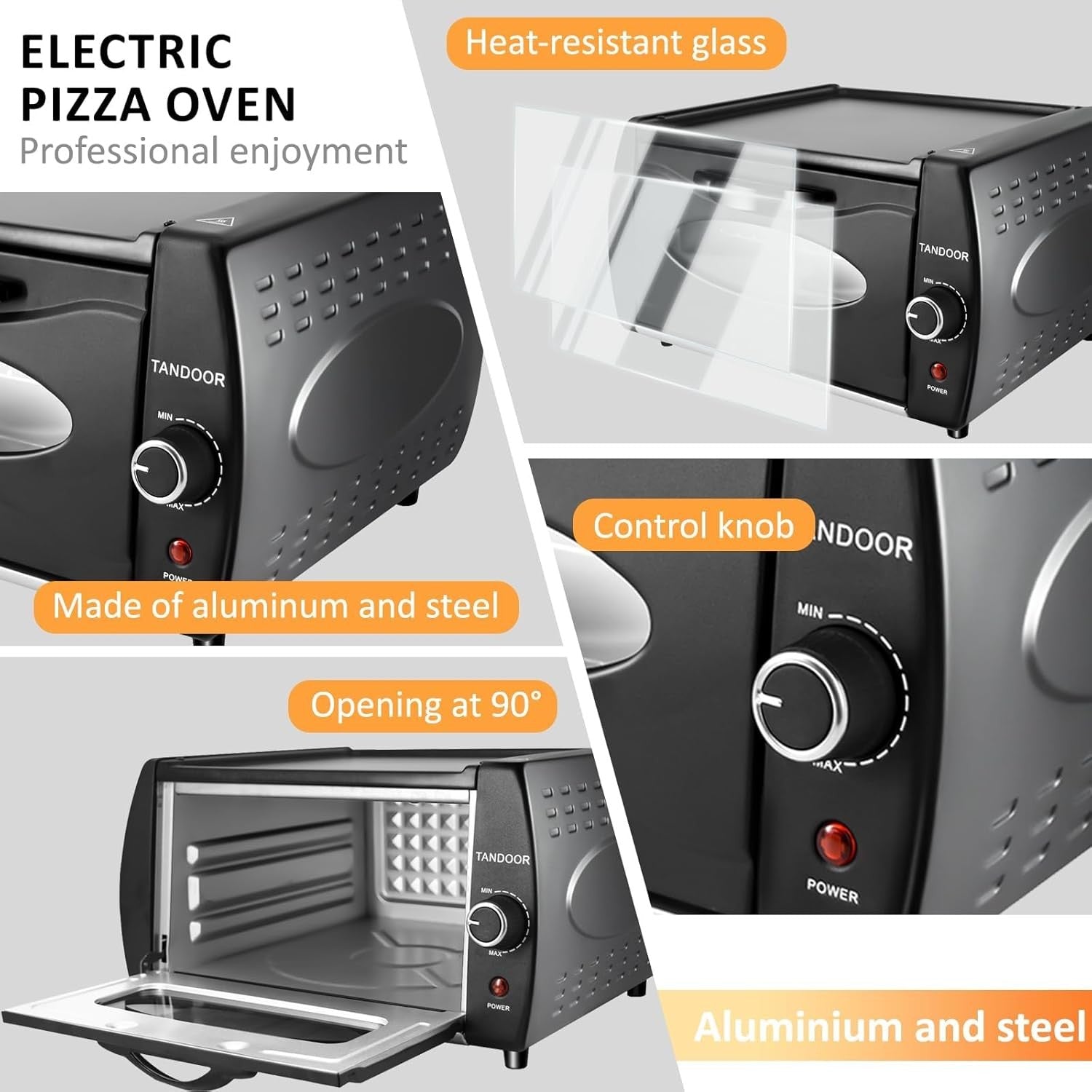 Electric Tandoor Oven 2100W Mini Pizza Maker Non-Stick Grill Kitchen Cooker