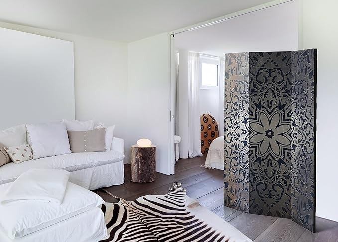 Luxury Mandala Room Divider 135x172cm 3-Panel Folding Privacy Screen Modern Art
