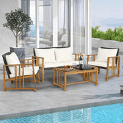 4 Piece Rattan Garden Sofa Set with Chairs Table Outdoor Patio Conversation
