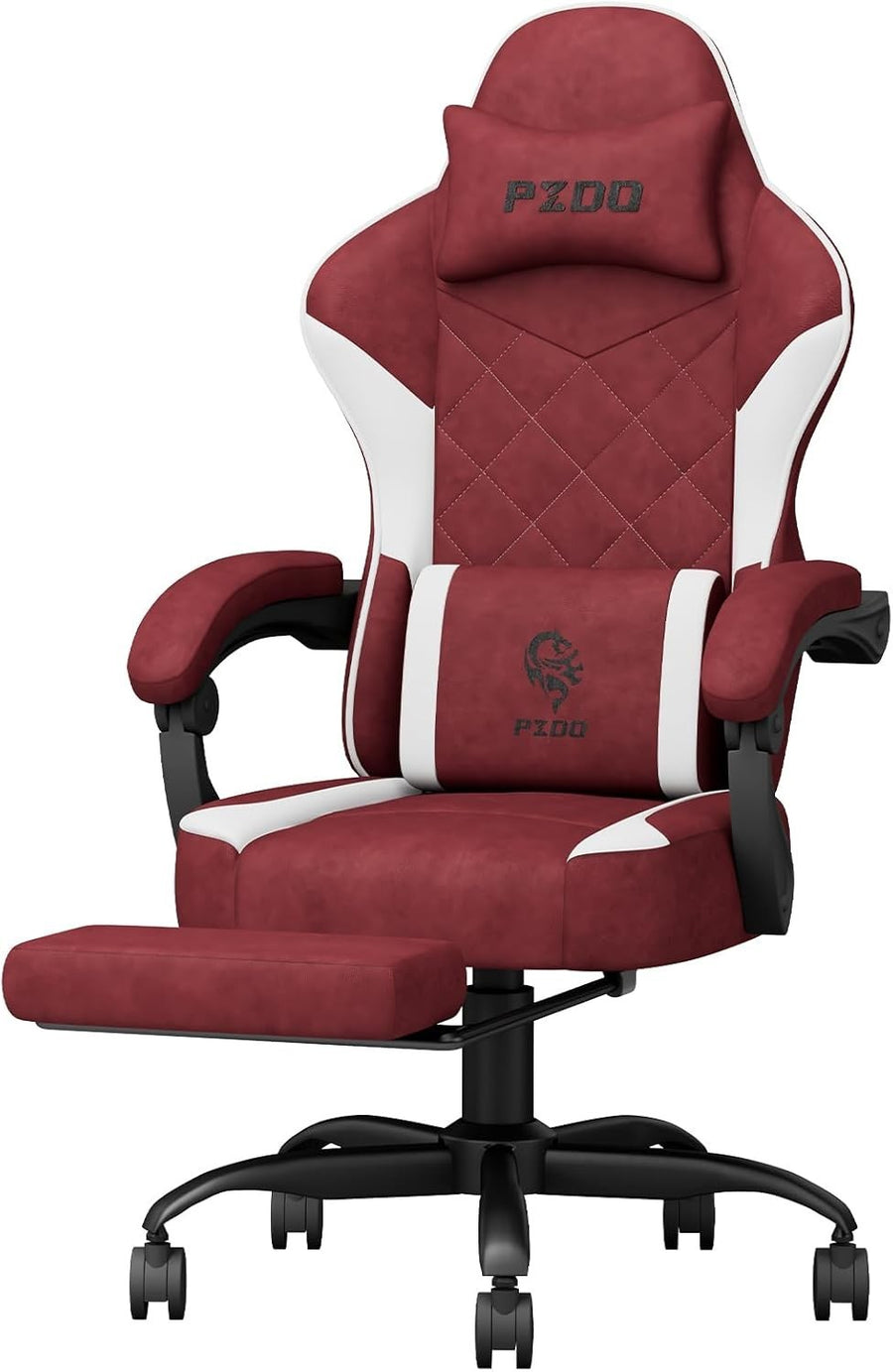 Ergonomic Red Gaming Chair Recliner w/Footrest, Memory Foam Seat, Adjustable Hei
