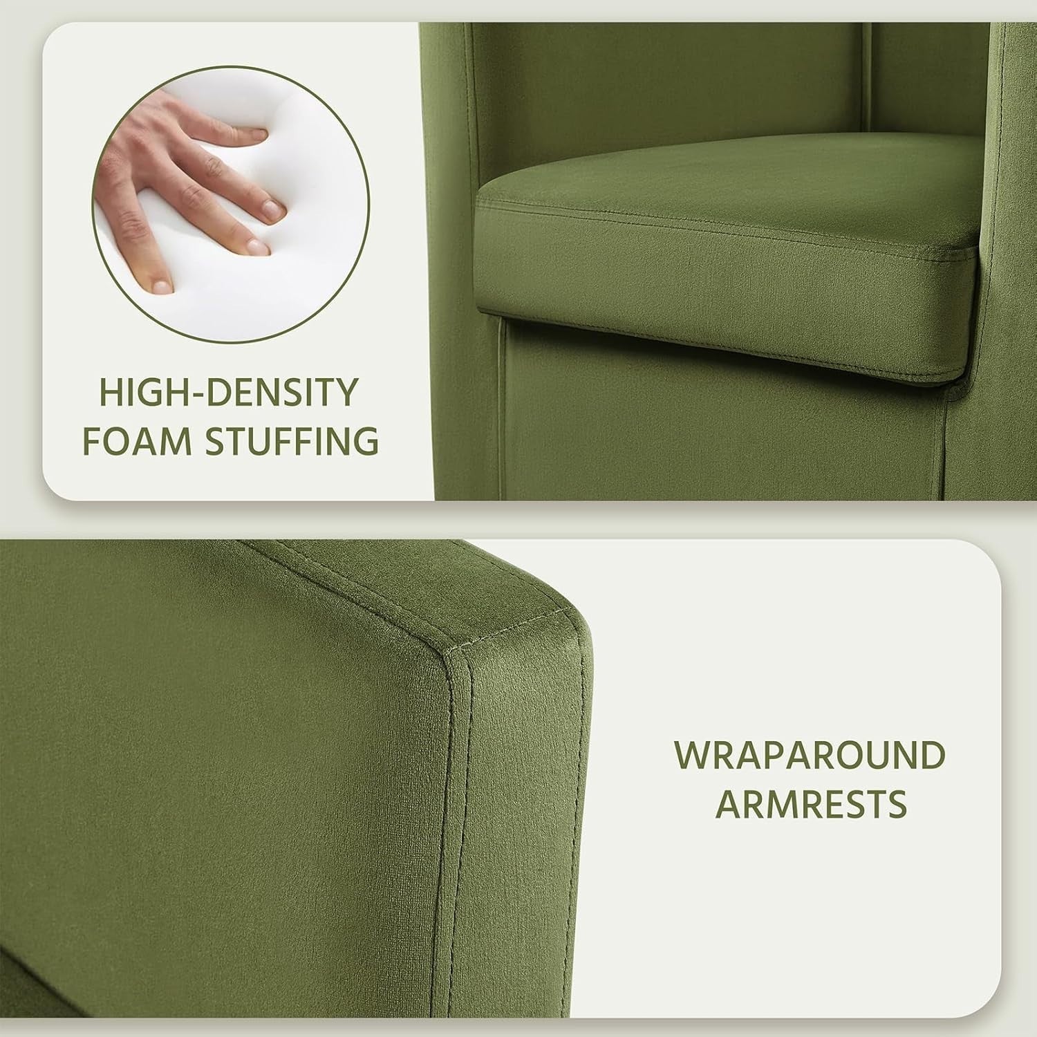Velvet Tub Chair Armchair Green Lounge Barrel Seat Sofa Modern Upholstered