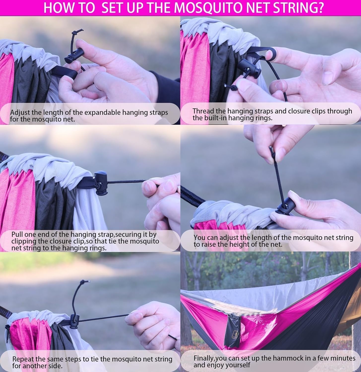 Camping Hammock with Mosquito Net Double Portable Nylon 500lbs Lightweight