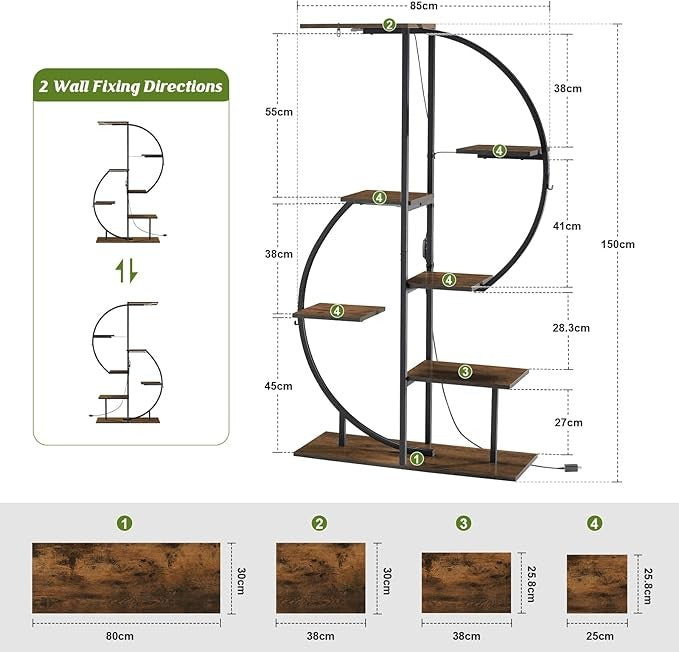 6 Tier Metal Plant Stand with Grow Lights, Tall Indoor Shelf for Garden