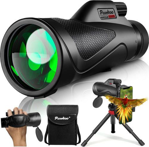 12x60 HD Monocular Telescope Black with Tripod Smartphone Adapter Outdoor