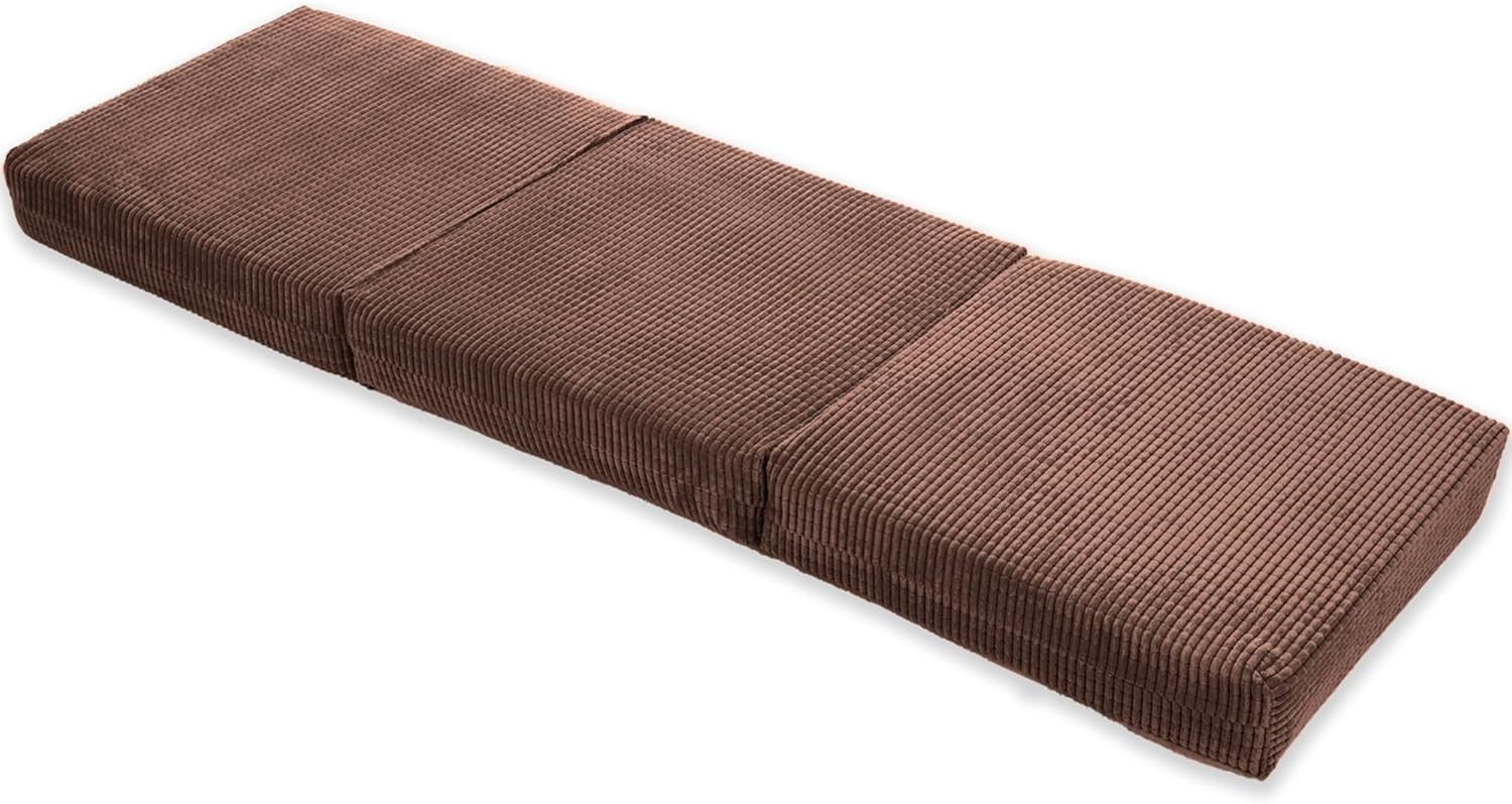 Z Bed Chair Futon Mattress Brown Fold Out Single Sofa Bed Footstool Seat