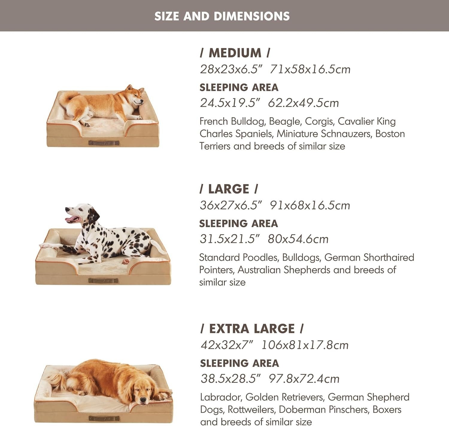 Medium Orthopedic Memory Foam Dog Bed Washable Sofa U-Shape Bolster Khaki