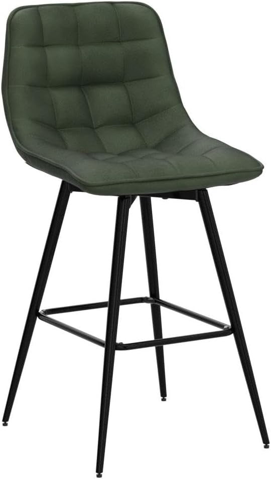 Set of 4 Brown Faux Leather Bar Stools L-Shaped Seat with Footrest 88cm
