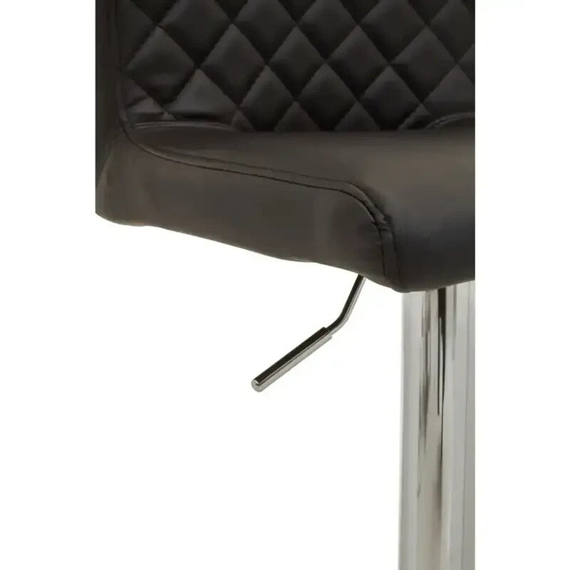 Black PU Bar Stool Chrome Base Swivel Adjustable Tufted Back Counter Chair