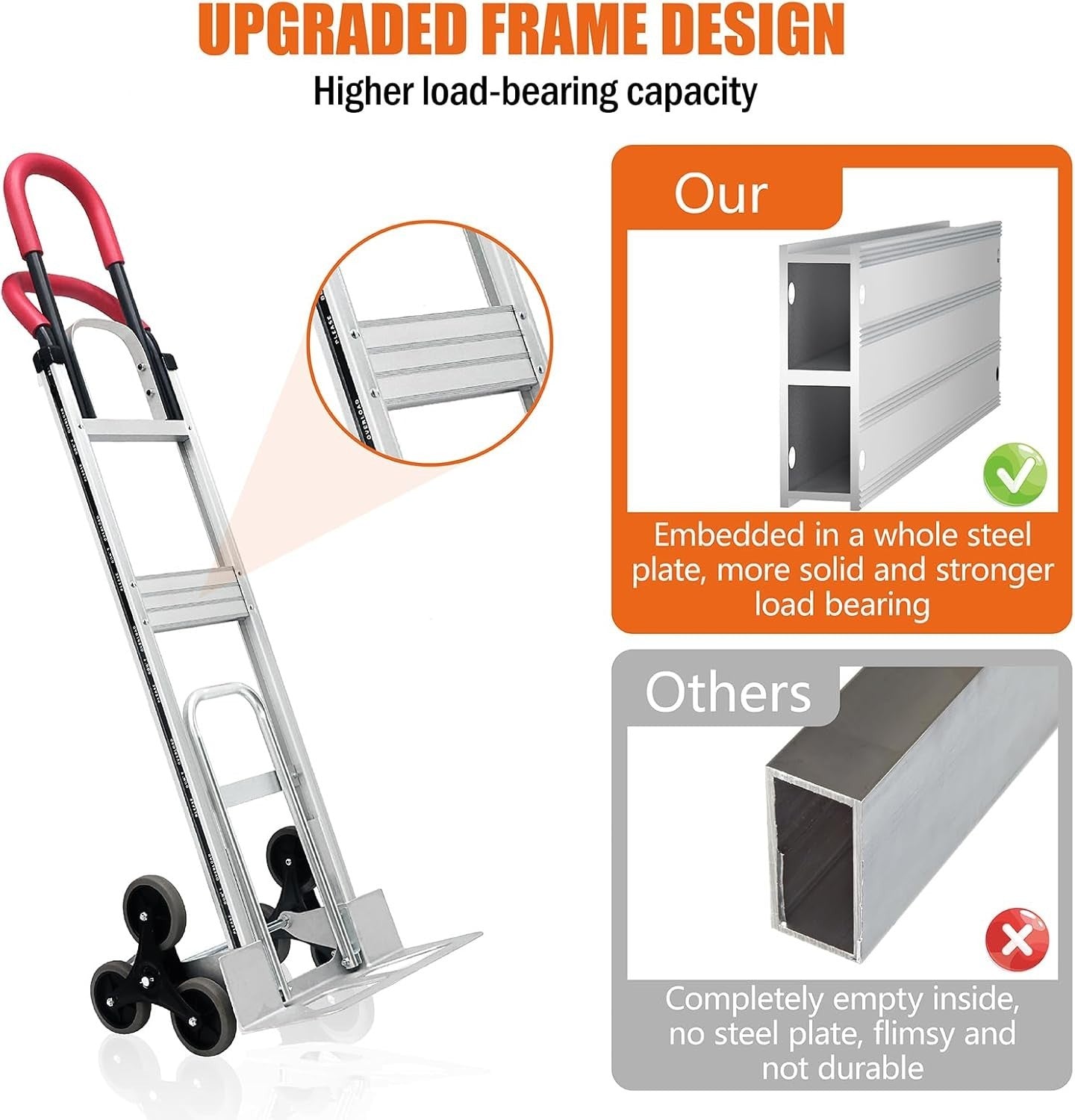 600lb Stair Climbing Hand Truck 2in1 Folding Dolly 6 Wheel Heavy Duty