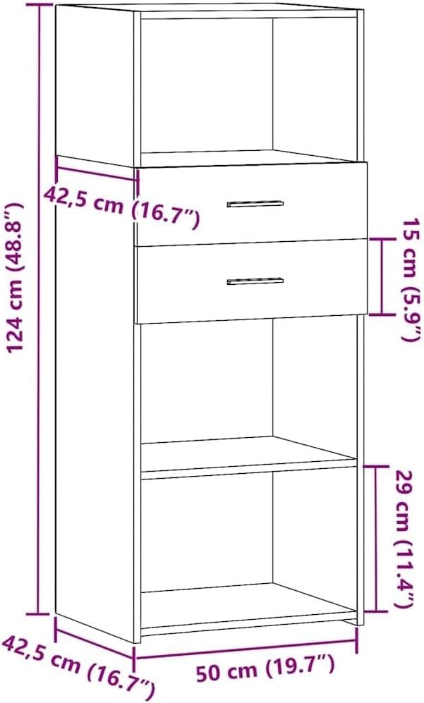 Moisture Resistant Grey Storage Cabinet with Drawers & Shelves 50x42.5x124cm