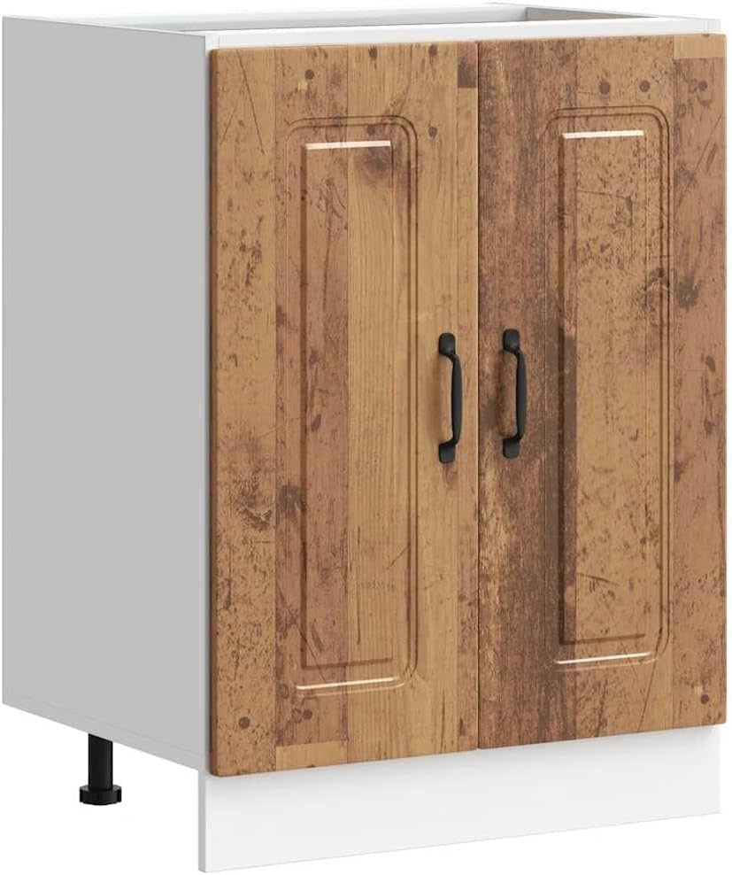 Old Style Oak Bathroom Vanity Cabinet 60cm Under Sink Storage Unit with Doors