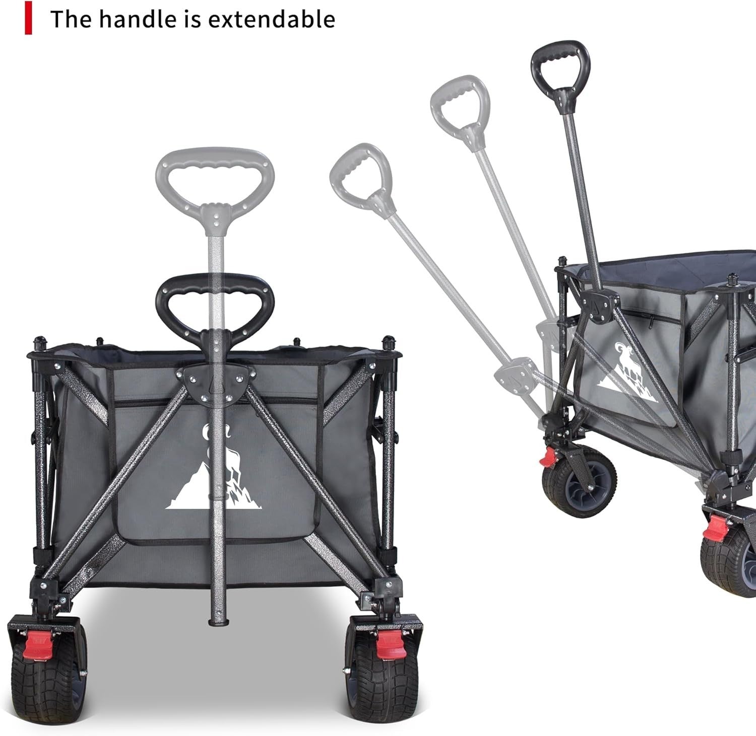 Grey 445L Extra Large Folding Wagon Heavy Duty All-Terrain Cart w/ Canopy