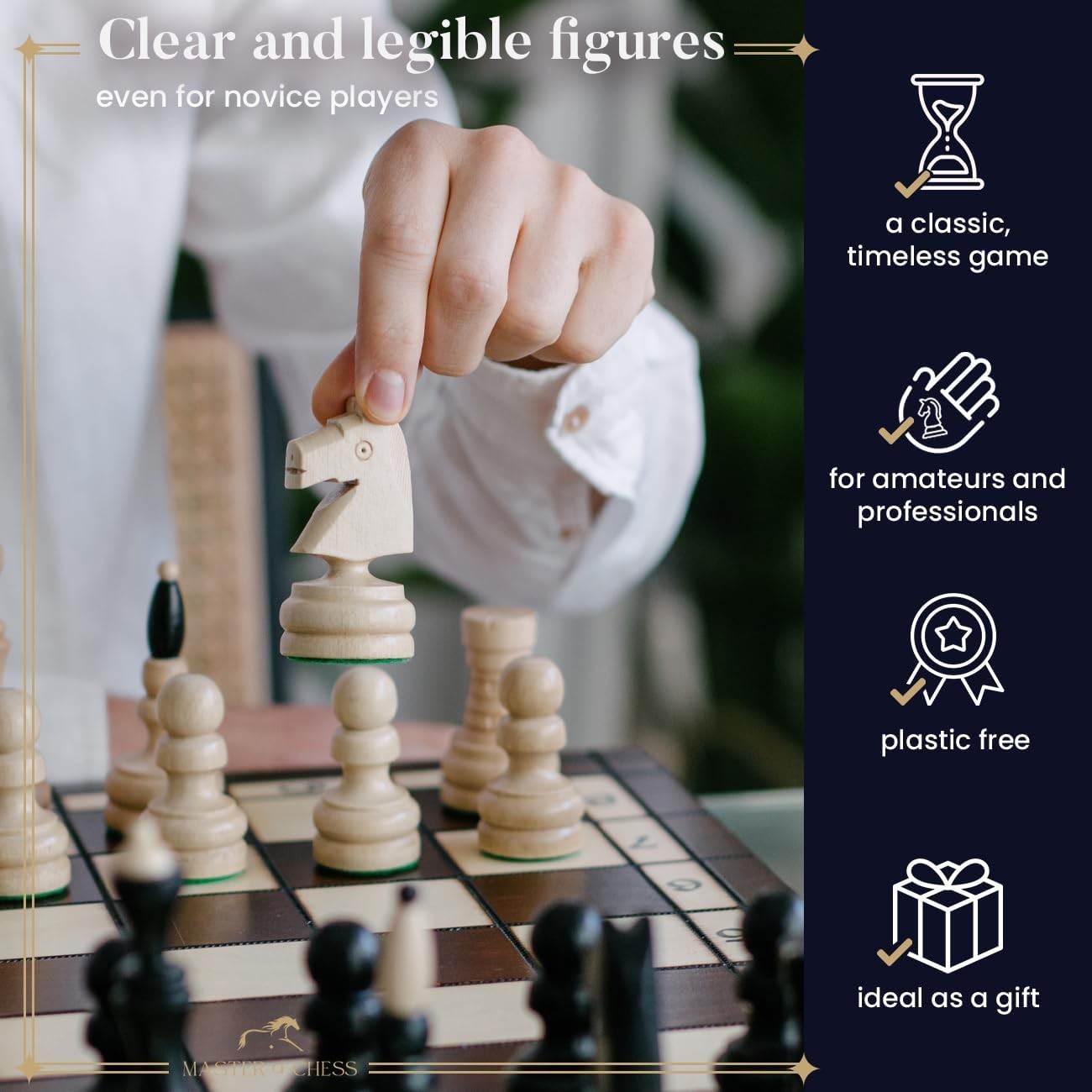 Tournament Wooden Chess Set 50cm Inlaid Foldable Board Staunton No.5 Pieces