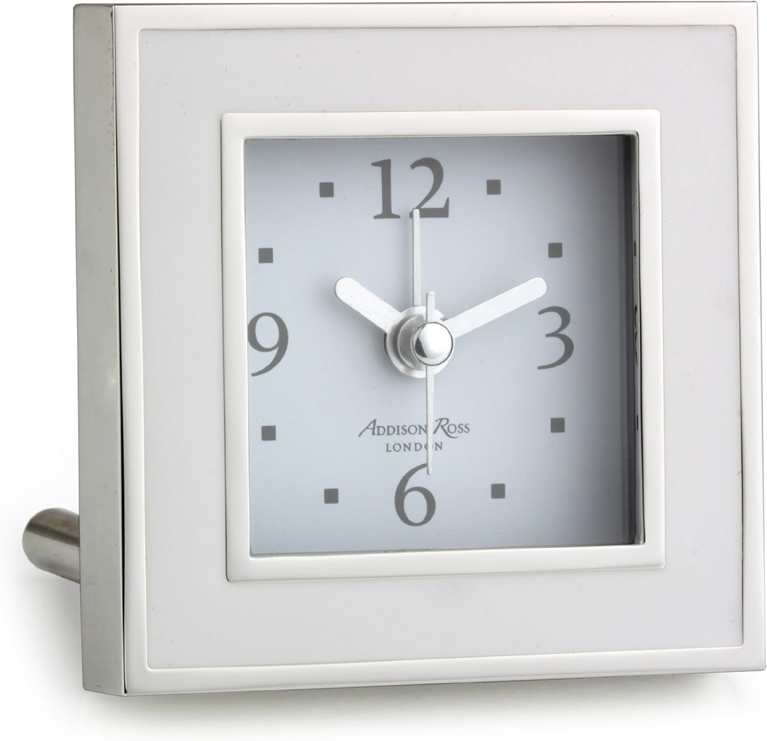Silent Sweep Alarm Clock White Square Enamel Bedside Desk Home Decor
