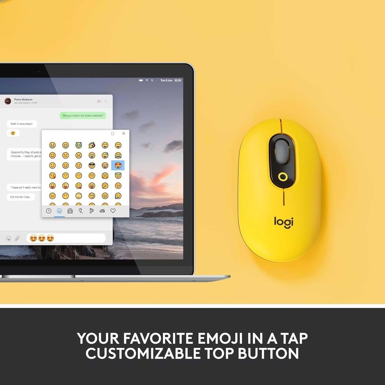 Compact Wireless Bluetooth Mouse Silent Click Emoji Button