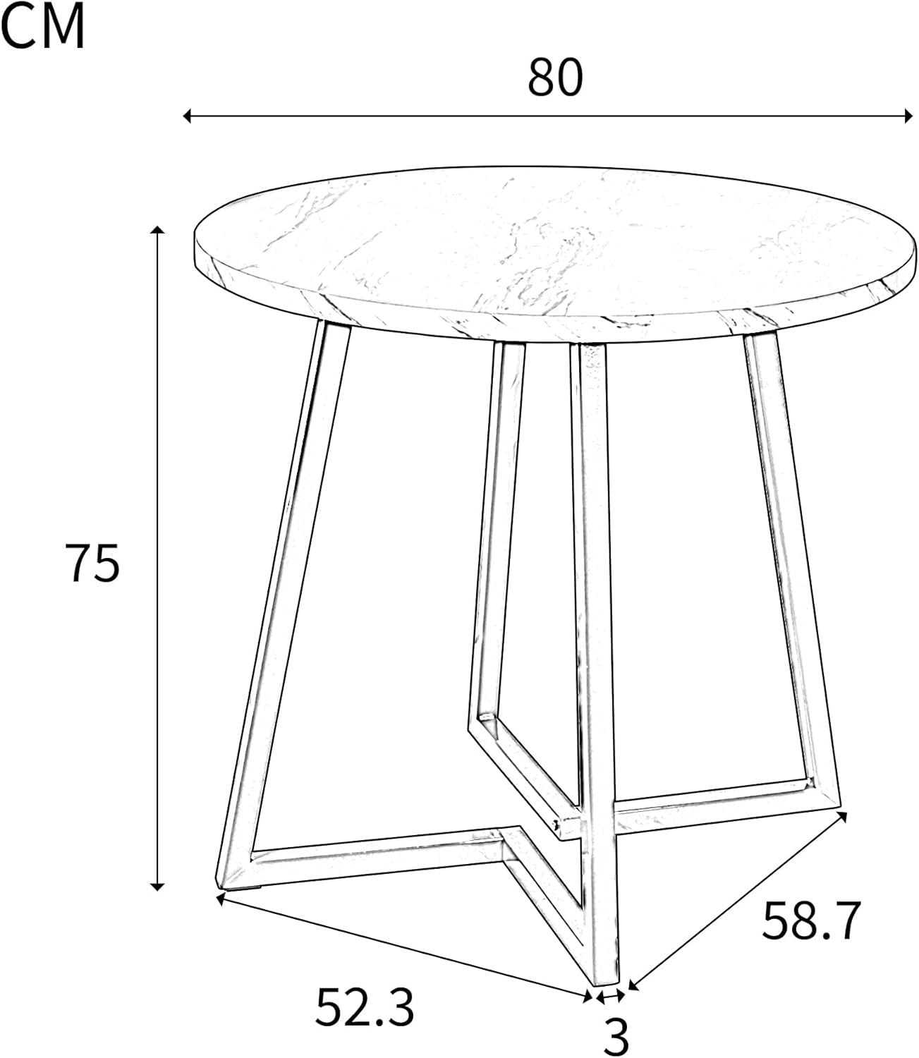 80cm Round Marble Dining Table Set with 4 Velvet Chairs – Modern Kitchen