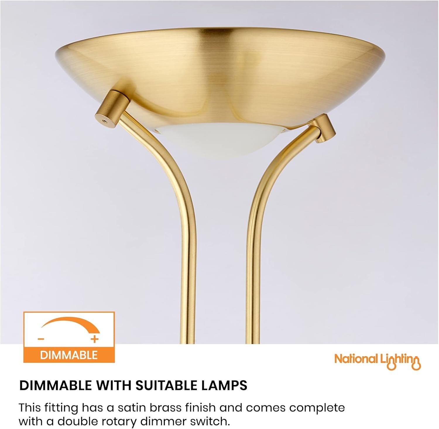 Mother & Child Uplighter Floor Lamp Satin Brass Reading Light Dimmable